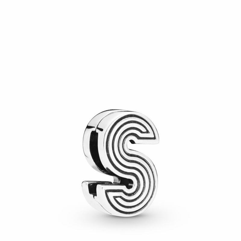Pandora Reflexions™ Letter S Clip Charm Europe - Sterling Silver/Silicone - 061897RYV